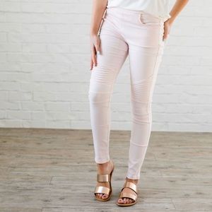 Marvelous Moto Jeggings - Pale Pink